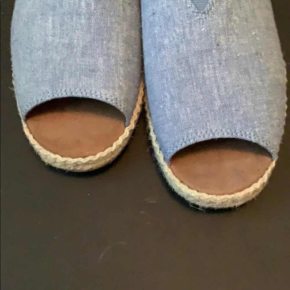 TOMS Alpargata Blue Slub Chambray Open Ztoe Espadrilles: Blue Slub 7